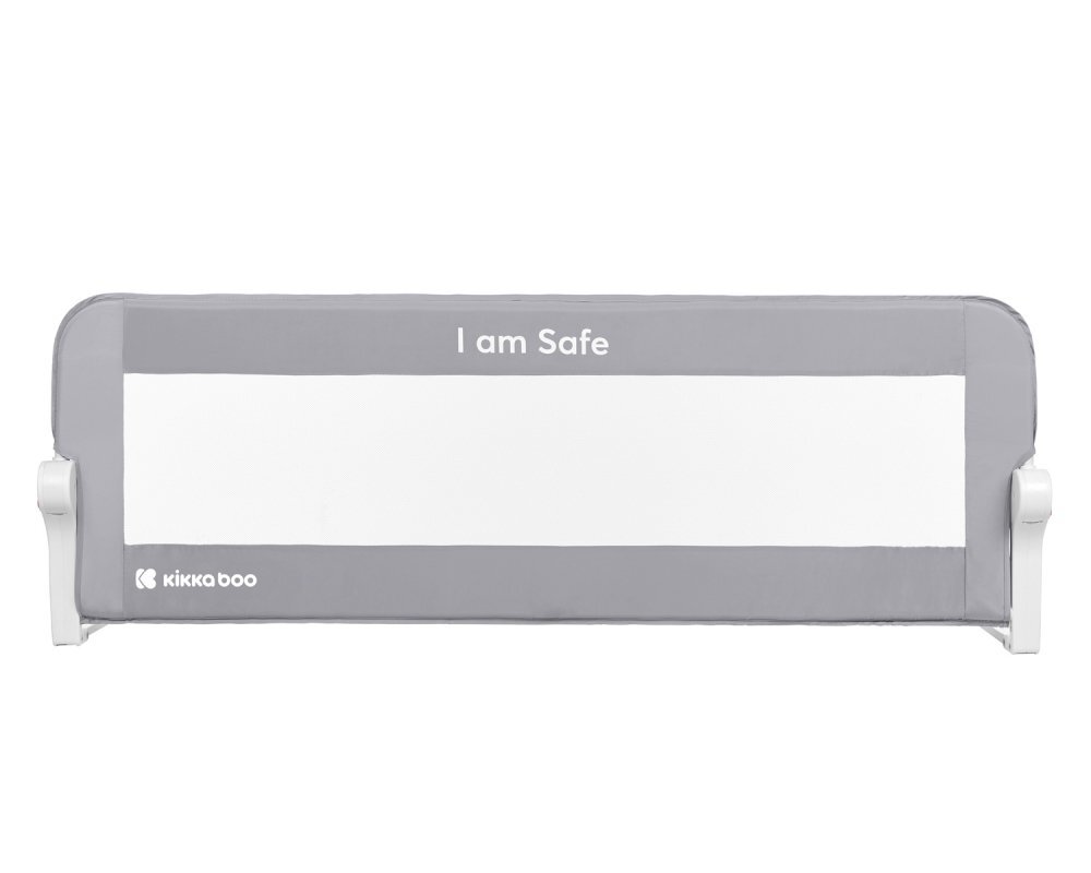 KikkaBoo Bariera de protectie pentru pat copii I am Safe Grey 120 cmfixare stabilarabatabilapotrivita pentru saltele de la 12-20 cmcolturi rotunjitematerial textil de inalta calitate