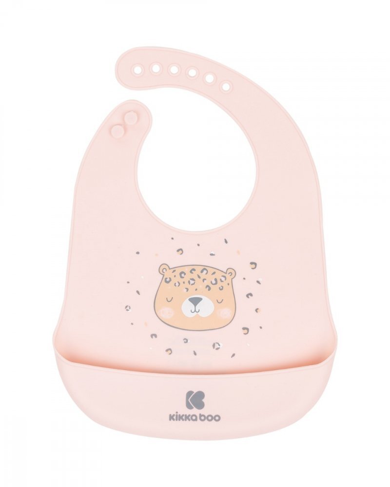 KikkaBoo Baveta din silicon cu buzunar Savanna Pink