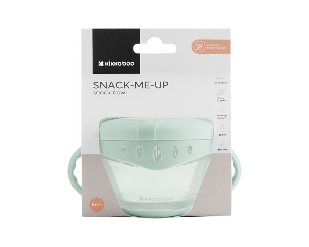 KikkaBoo Bol cu manere pentru copii Snack-me-up Mintcapac moale si flexibil cu orificu usor de accesatideal pentru gustari