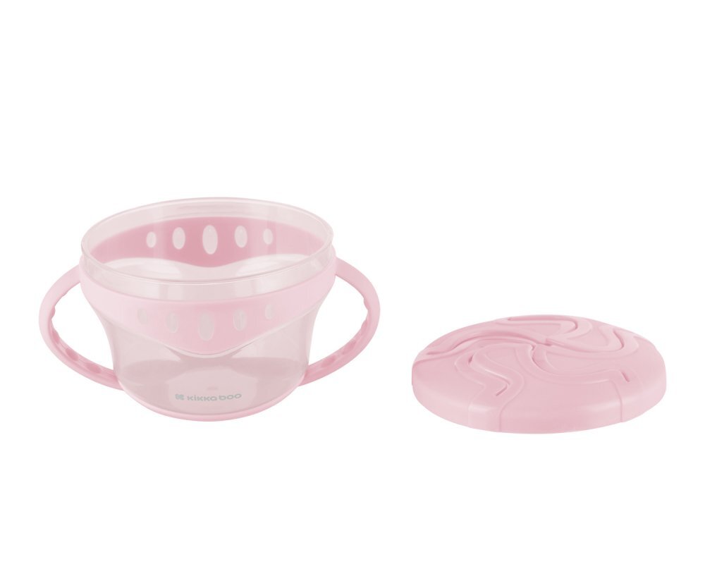 KikkaBoo Bol cu manere pentru copii Snack-me-up Pinkcapac moale si flexibil cu orificu usor de accesatideal pentru gustari