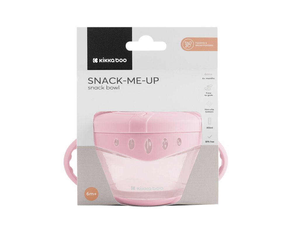KikkaBoo Bol cu manere pentru copii Snack-me-up Pinkcapac moale si flexibil cu orificu usor de accesatideal pentru gustari