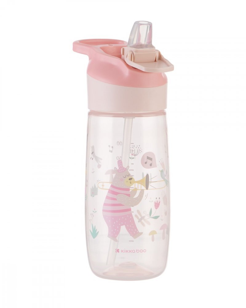 KikkaBoo Cana cu duza din silicon 450ml Music Fest Pink
