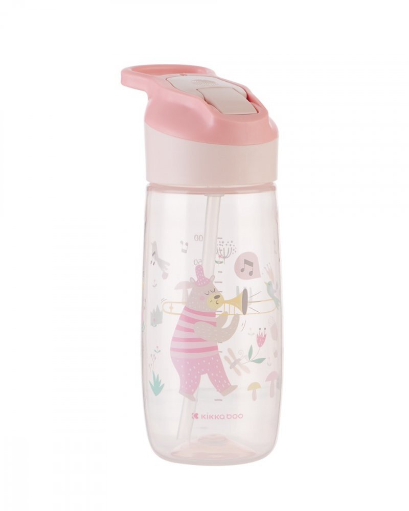 KikkaBoo Cana cu duza din silicon 450ml Music Fest Pink