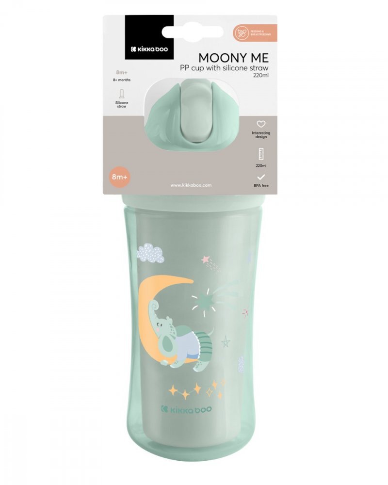 KikkaBoo Cana cu pai din silicon 220ml Moony me Mint