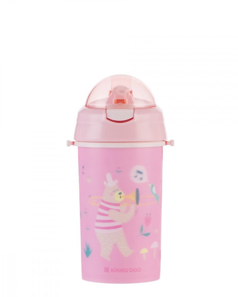 KikkaBoo Cana cu pai din silicon si curea 450ml Music Fest Pink