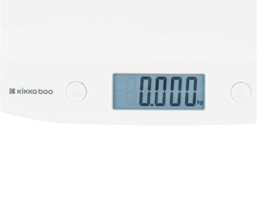 KikkaBoo Cantar digital pentru bebelusi Lyra Whitedesign compact cu afisaj LCD cu lumina alba functie Holdfunctie taraoprire automata dupa 2 minuteprecizie de la 50g pana la 20kgSuprafata concava ergonomica+centimetru