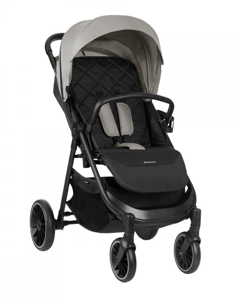 KikkaBoo Carucior pentru copii Sarah Grey 2023 0-48luni pana la 22kg cu suspensiispatar reglabil cu pozitie somnManer din piele ecologicatavitahusa de ploaiehusa picioare si suport pahar incluse