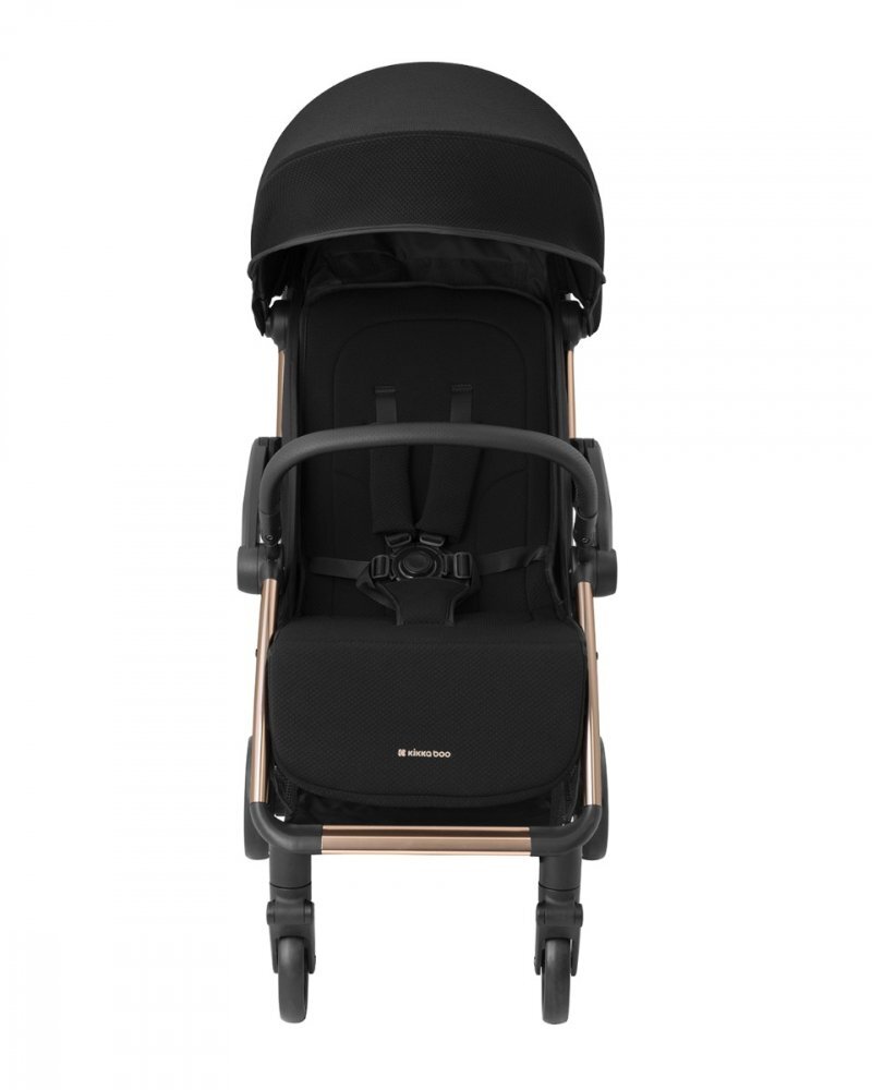 KikkaBoo Carucior sport autofold Eden Blackcadru din aluminiu cu vopsea cromatasistem automat de pliere compactaroti pivotante cu suspensiispatar si suport picioare reglabilecapotinarecomandat de la nastere pana la 22kg