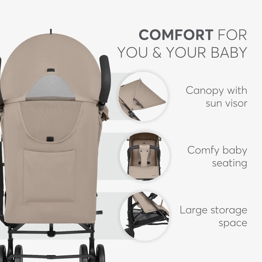 KikkaBoo Carucior sport pentru copii Beetle 2 Dark Beige cu spatar reglabilbara de protectie detasabilapliere tip umbrelcopertina reglabilaroti pivotante detasabilepana la 22kg