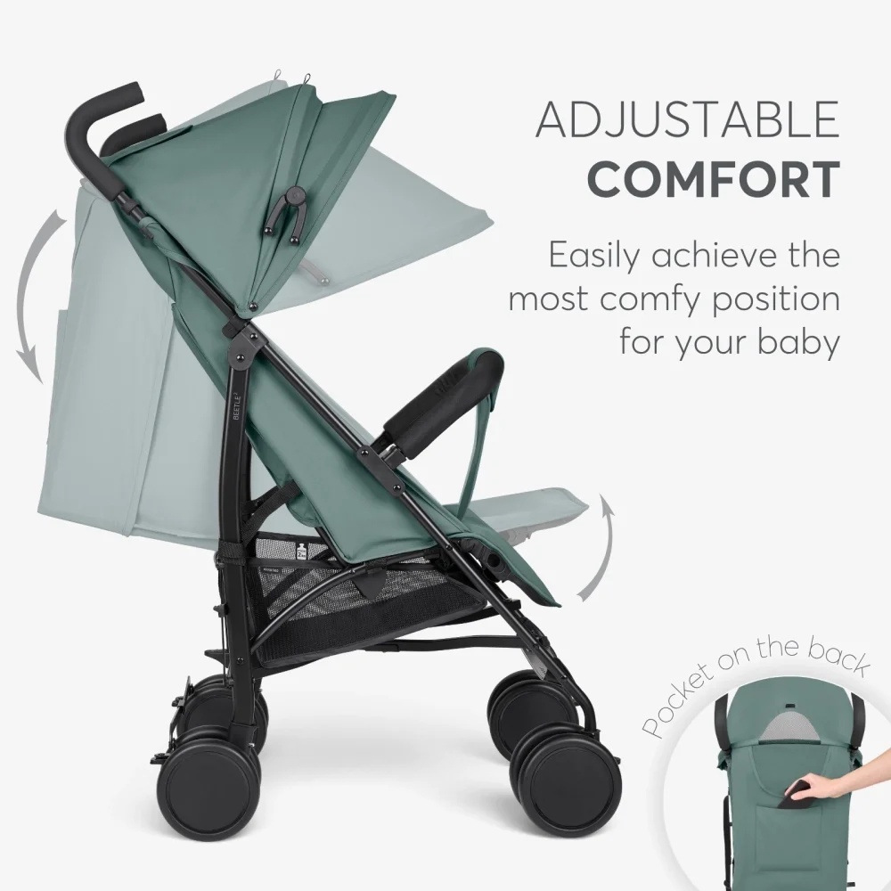 KikkaBoo Carucior sport pentru copii Beetle 2 Green cu spatar reglabilbara de protectie detasabilapliere tip umbrelcopertina reglabilaroti pivotante detasabilepana la 22kg