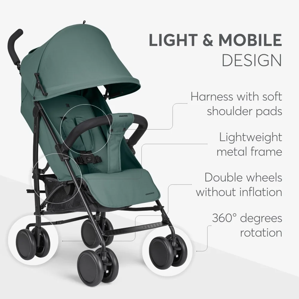 KikkaBoo Carucior sport pentru copii Beetle 2 Green cu spatar reglabilbara de protectie detasabilapliere tip umbrelcopertina reglabilaroti pivotante detasabilepana la 22kg