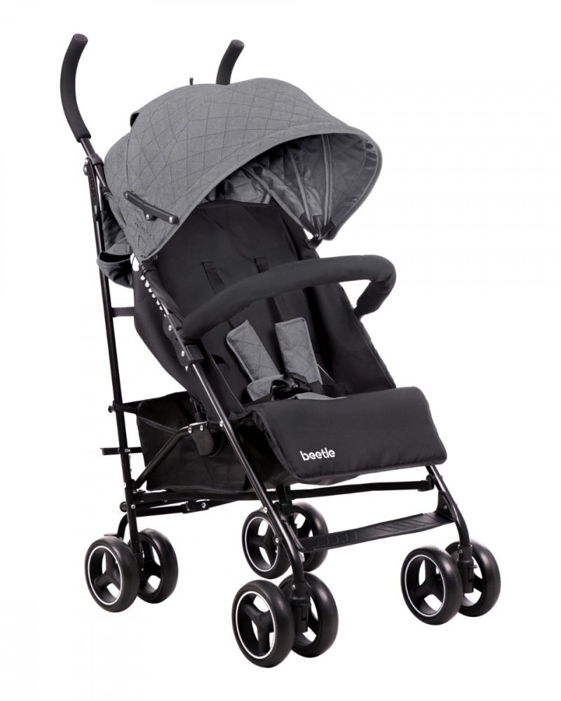 KikkaBoo Carucior sport pentru copii Beetle Grey cu Spatar reglabilBara de protectie detasabilaPliere tip umbrela si greutate redusa Copertina reglabila cu plasa de ventilatieRoti pivotante detasabilePana la 22kg