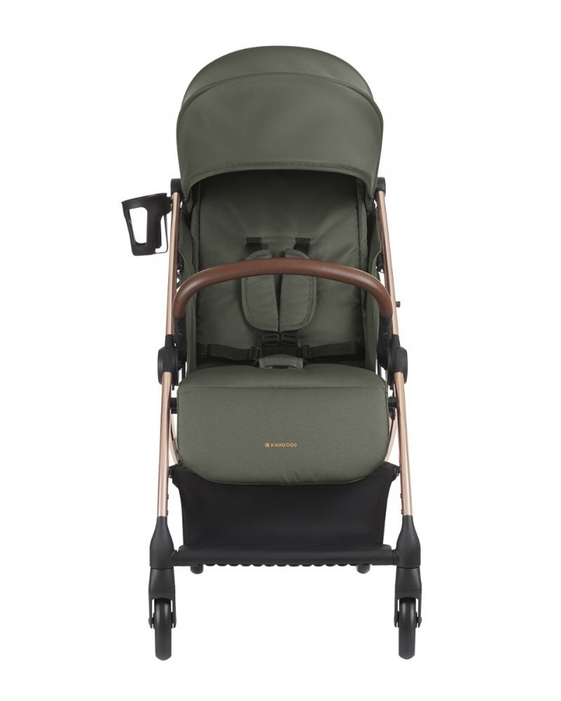 KikkaBoo Carucior sport pentru copii Joy Army greenCadru din aluminiuSistem automat de pliere One TouchRoti pivotante cu suspensiiSpatar si suport picioare reglabileCapotinarecomandat de la nastere pana la 22kg
