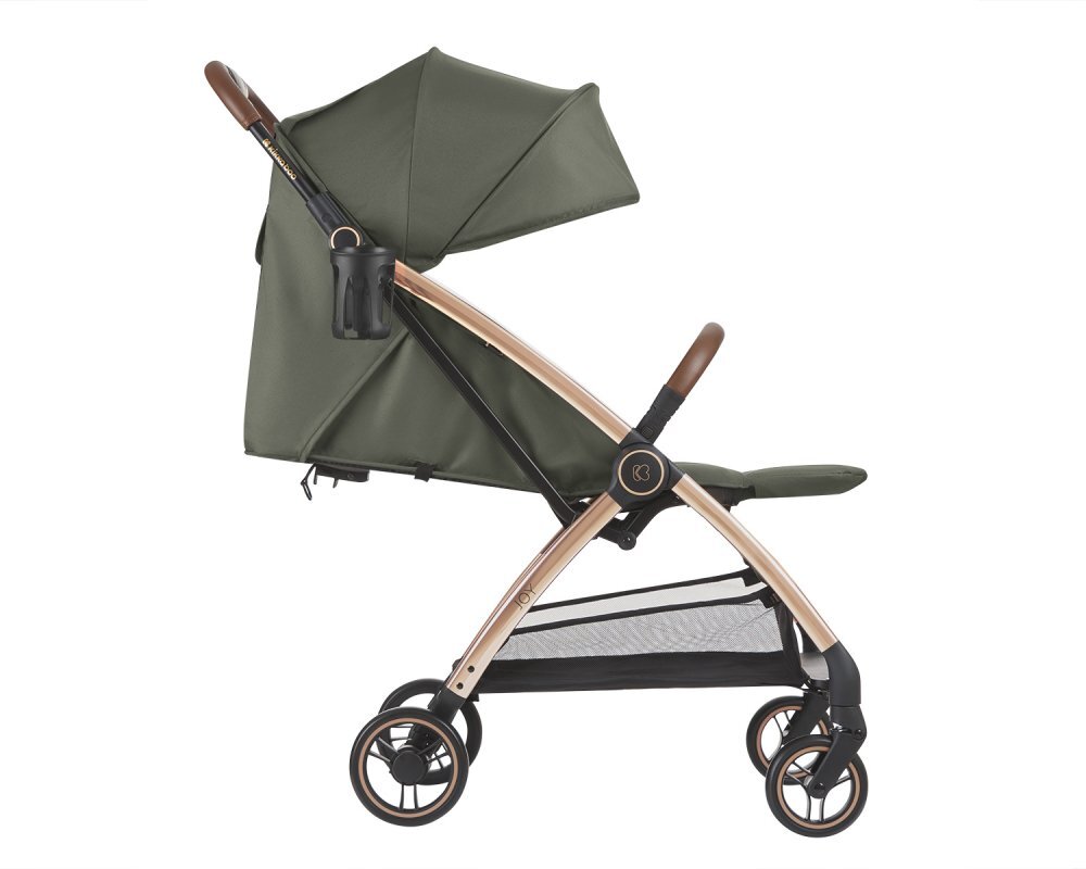 KikkaBoo Carucior sport pentru copii Joy Army greenCadru din aluminiuSistem automat de pliere One TouchRoti pivotante cu suspensiiSpatar si suport picioare reglabileCapotinarecomandat de la nastere pana la 22kg