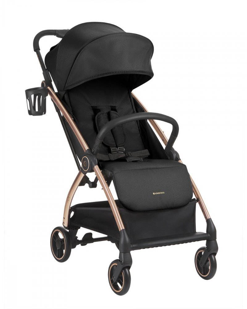 KikkaBoo Carucior sport pentru copii Joy BlackCadru din aluminiuSistem automat de pliere One TouchRoti pivotante cu suspensiiSpatar si suport picioare reglabileCapotinarecomandat de la nastere pana la 22kg