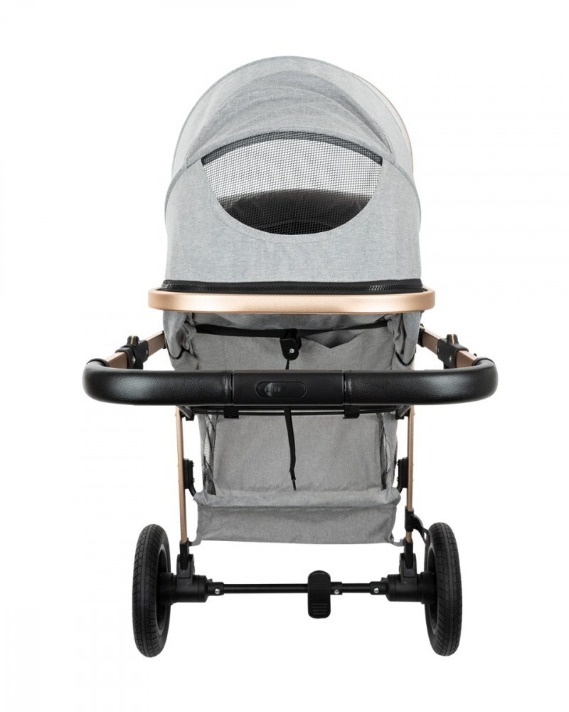 KikkaBoo Carucior transformabil 3 in 1 cu sezut reversibilcadru din aluminiususpensiicopertina XXLgeanta mamicisuport pahar si husa pentru picioare incluse Kaia Light Grey