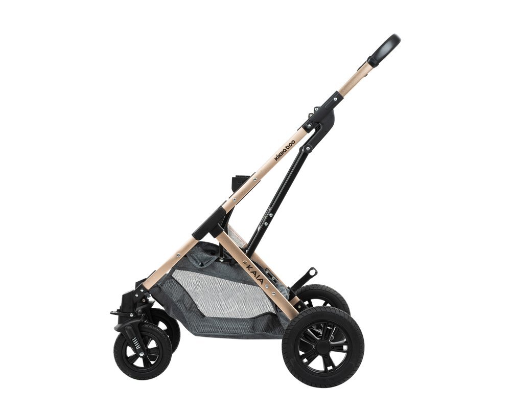 KikkaBoo Carucior transformabil 3 in 1 cu sezut reversibilcadru din aluminiususpensiicopertina XXLgeanta mamicisuport pahar si husa pentru picioare incluse Kaia Light Grey