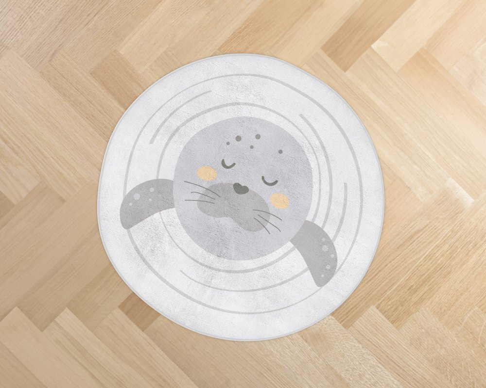 KikkaBoo Covor rotund diametru 85cm pentru camera copii Seally Me