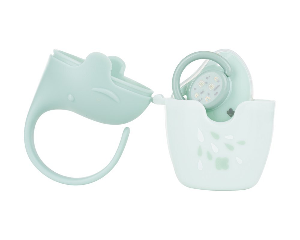 KikkaBoo Cutie pentru suzete Elephant Mint cu sistem de agatare caruciorscaun autopatutfara bpacapacitate 2 suzete