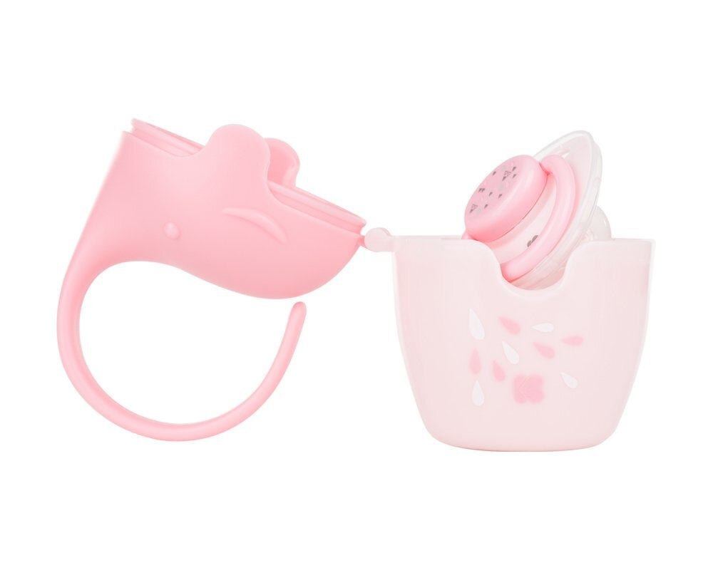 KikkaBoo Cutie pentru suzete Elephant Pink cu sistem de agatare caruciorscaun autopatutfara bpacapacitate 2 suzete