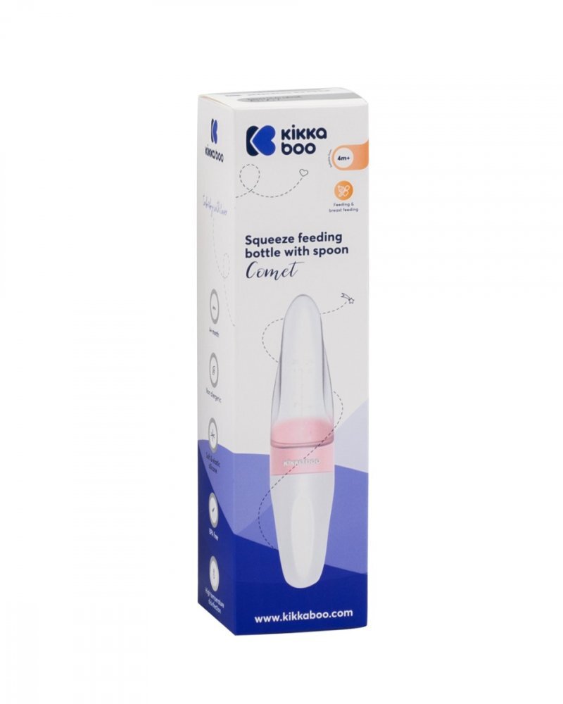 KikkaBoo Dispozitiv de hranire din silicon Comet Pink 90ml cu gradatiecapacideal pentru calatorii