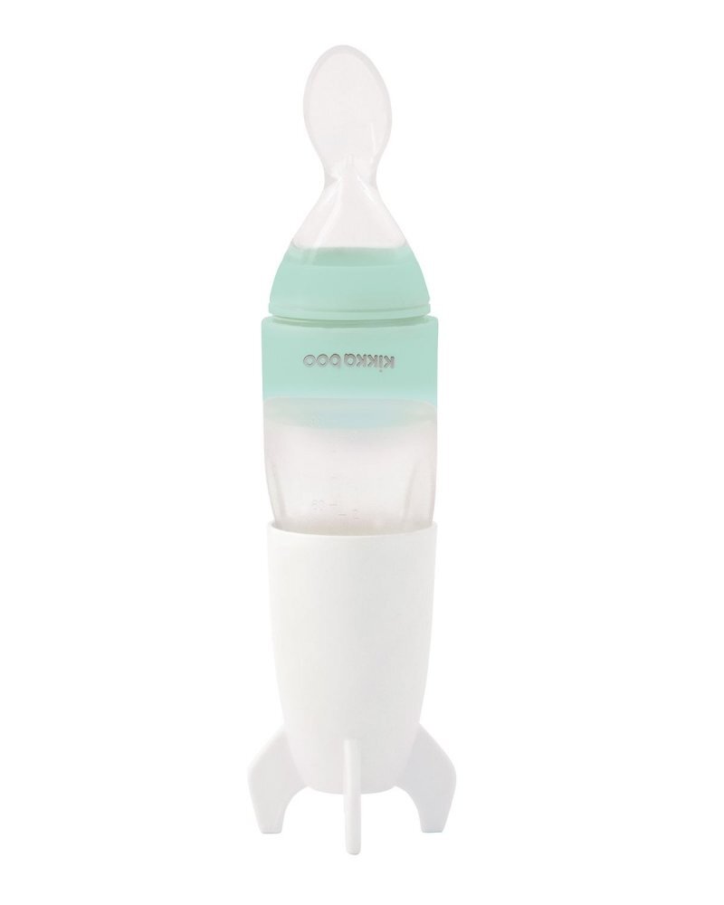 KikkaBoo Dispozitiv de hranire din silicon Rocket Mint 90ml cu gradatiecapacideal pentru calatoriisuport pentru pozitie verticala