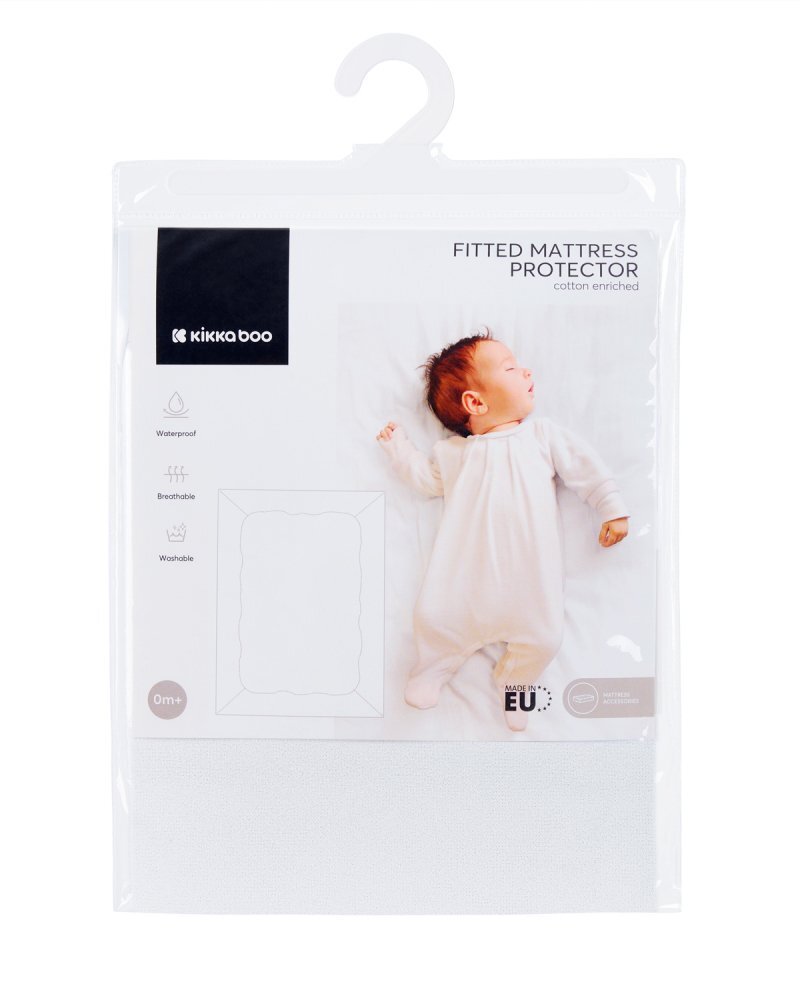 KikkaBoo Husa impermeabila pentru patut cosleeperlandou 80x50 cm cu elastic Alb