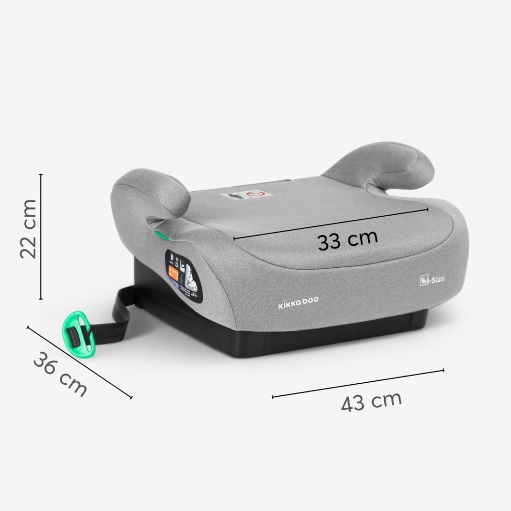 KikkaBoo Inaltator auto i-Go i-Size Light Grey 125-150 cm sezut confortabil centura de ghidaj fixare cu centura masinii husa detasabila certificat R12903 de catre TUV SUD