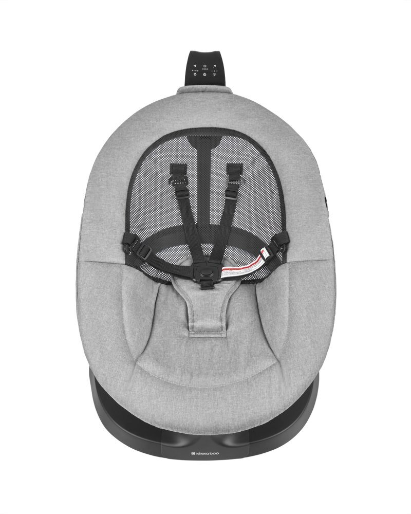 KikkaBoo Leagan electric 2in1 Zazu Grey cu tehnologie inteligenta de miscare in 3 directiipanou de comanda tactilcadru din otel3 viteze de balansarecronometru2 pozitii reglare spatargreutate admisa 30 kg