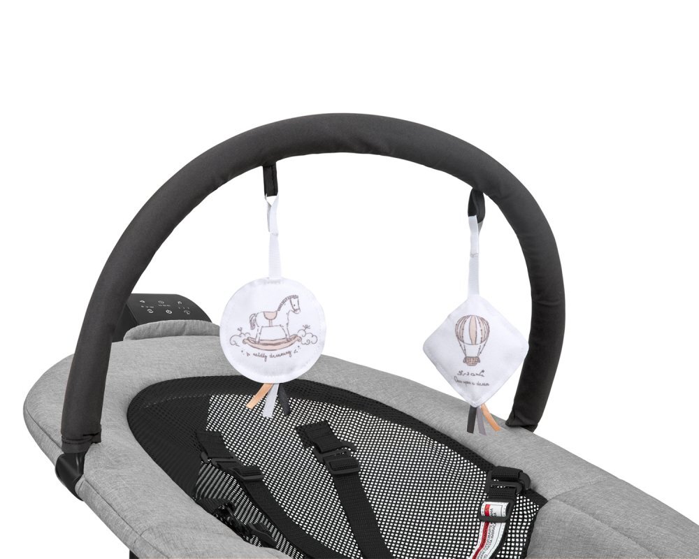 KikkaBoo Leagan electric 2in1 Zazu Grey cu tehnologie inteligenta de miscare in 3 directiipanou de comanda tactilcadru din otel3 viteze de balansarecronometru2 pozitii reglare spatargreutate admisa 30 kg
