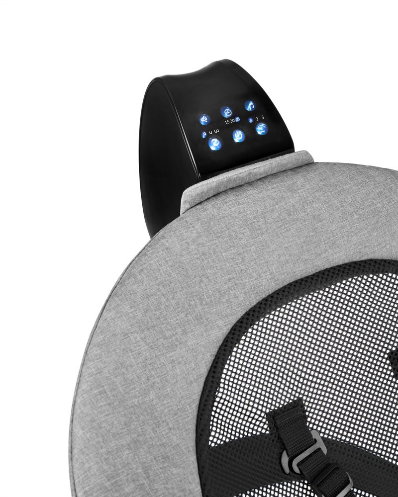 KikkaBoo Leagan electric 2in1 Zazu Grey cu tehnologie inteligenta de miscare in 3 directiipanou de comanda tactilcadru din otel3 viteze de balansarecronometru2 pozitii reglare spatargreutate admisa 30 kg
