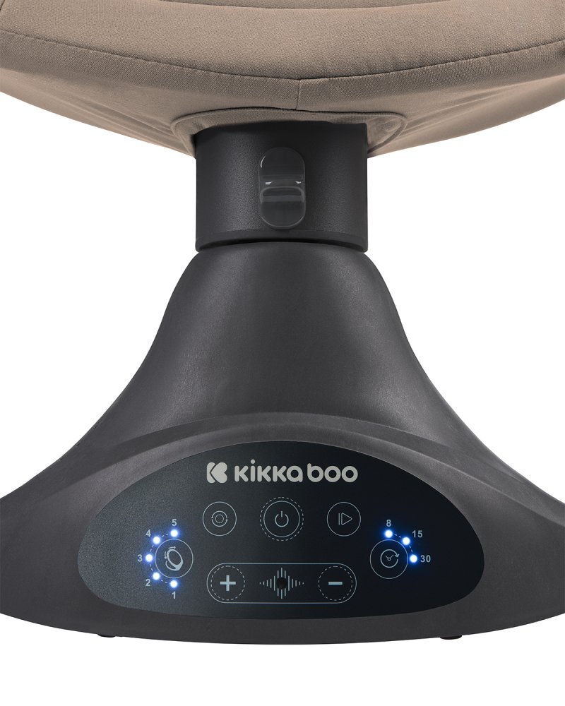 KikkaBoo Leagan electric cu balansare laterala si telecomanda Codie Beige spatar reglabil conectare bluetooth 5 viteze panou muzical cu control volum adaptor priza inclus