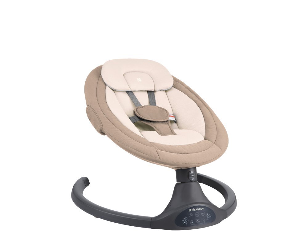 KikkaBoo Leagan electric cu balansare laterala si telecomanda Codie Beige spatar reglabil conectare bluetooth 5 viteze panou muzical cu control volum adaptor priza inclus