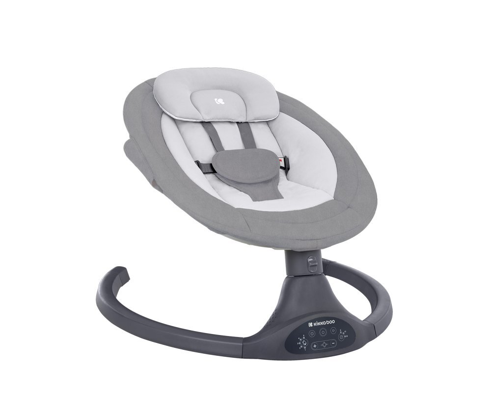 KikkaBoo Leagan electric cu balansare laterala si telecomanda Codie Light Grey 2025