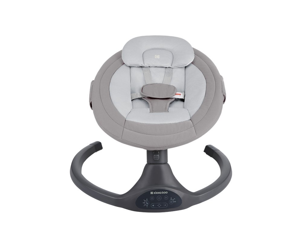 KikkaBoo Leagan electric cu balansare laterala si telecomanda Codie Light Grey 2025