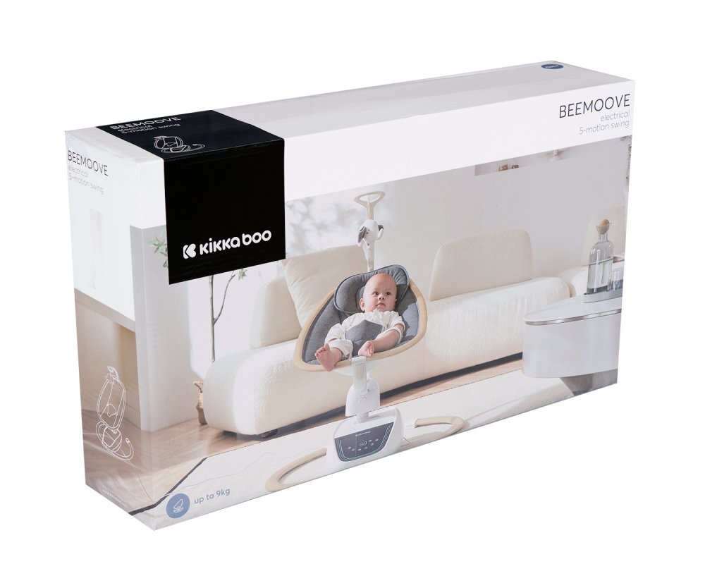 KikkaBoo Leagan electric cu leganare laterala telecomanda si carusel BeeMoove Grey