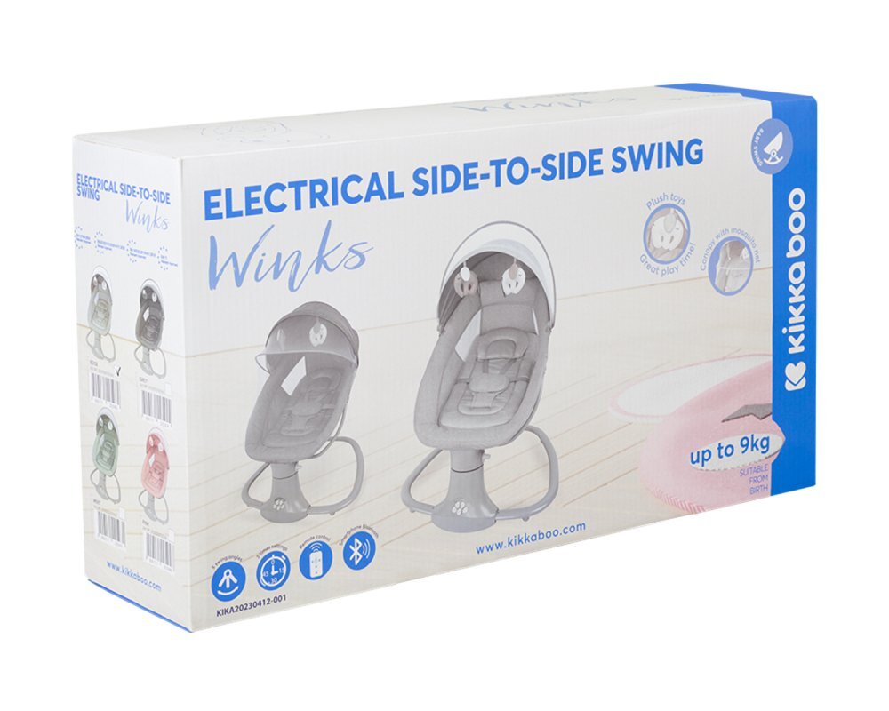 KikkaBoo Leagan electric cu telecomanda si bluetooth side-to-side Winks Grey 2024