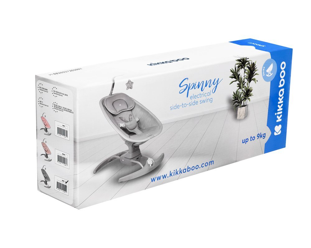 KikkaBoo Leagan electric cu telecomanda si leganare laterala Spinny Grey