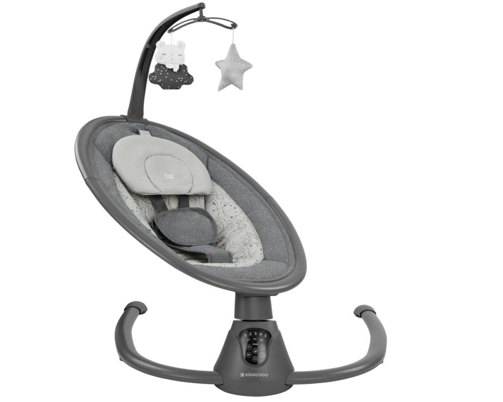 KikkaBoo Leagan electric cu telecomanda si leganare laterala Twiddle Grey