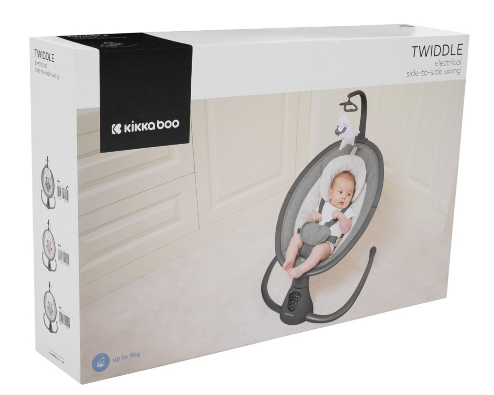 KikkaBoo Leagan electric cu telecomanda si leganare laterala Twiddle Grey