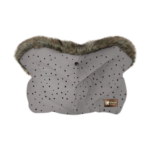KikkaBoo Manusa de lux pentru manerul caruciorului Fur Dots Grey