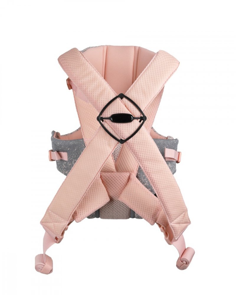 KikkaBoo Marsupiu ergonomic pentru bebelusi Gwen Fly tricot DeLux Roz de la 3luni3 pozitii de transport baveta moale detasabila bretele reglabile cu mecanism de blocare transversala