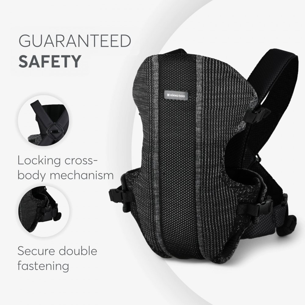 KikkaBoo Marsupiu ergonomic pentru bebelusi Gwen Fly tricot DeLux Roz de la 3luni3 pozitii de transport baveta moale detasabila bretele reglabile cu mecanism de blocare transversala