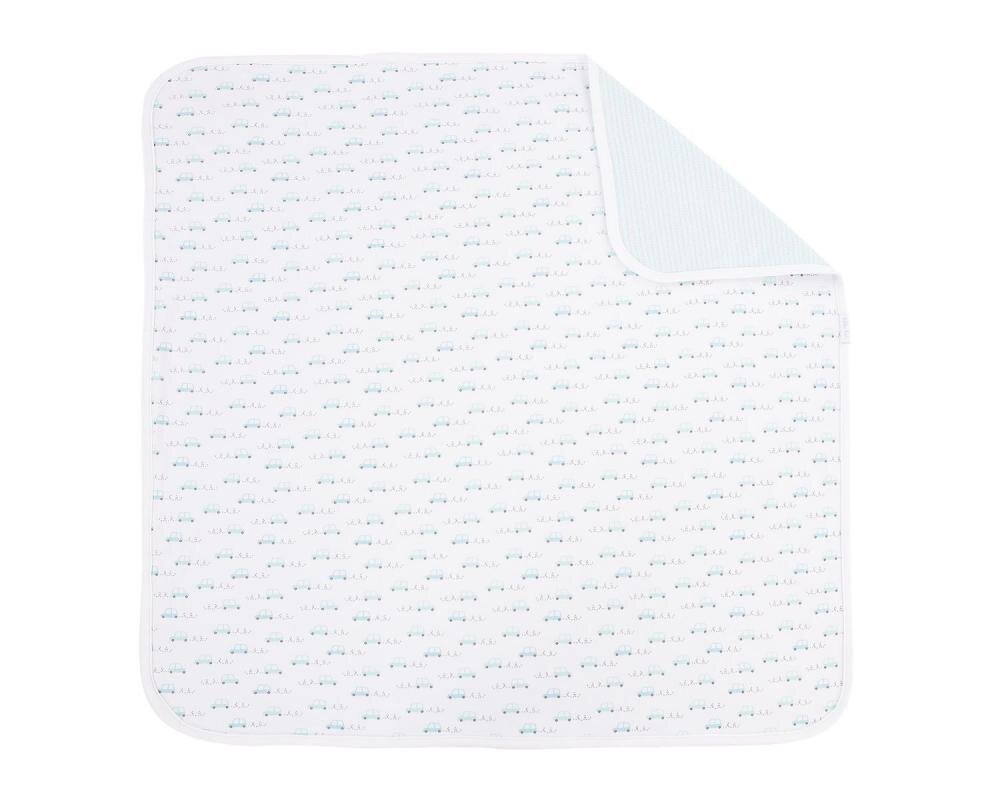 KikkaBoo Paturica moale Green Cars 80x80 cm din bumbac jersey cu doua fete usoara si calduroasa ideala pentru carucior si patut