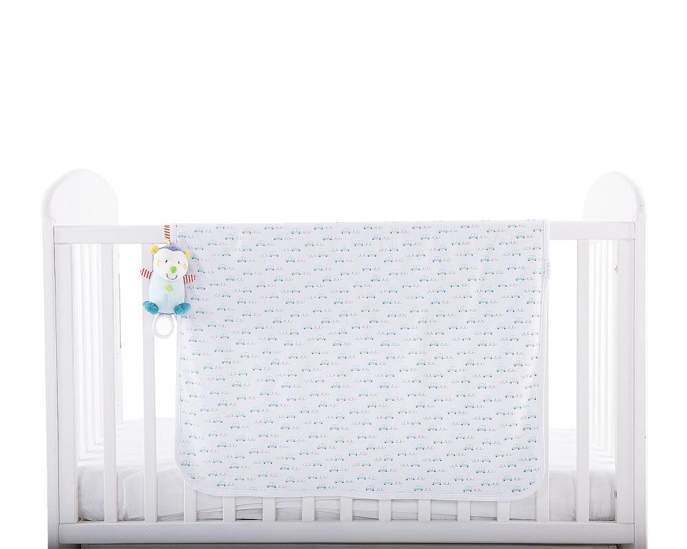 KikkaBoo Paturica moale Green Cars 80x80 cm din bumbac jersey cu doua fete usoara si calduroasa ideala pentru carucior si patut