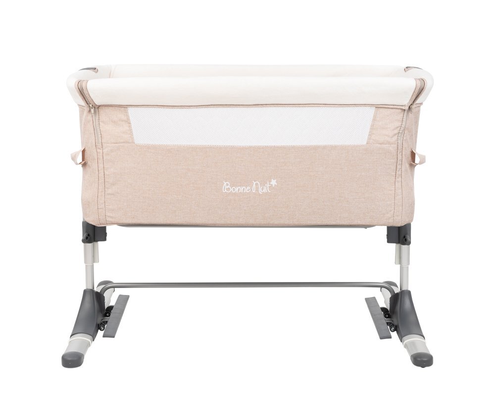 KikkaBoo Patut Co-Sleeper pentru bebelusi Bonne Nuit Beige Melange 2020 cu inaltime reglabila pozitie anti-reflux laterala culisanta accesorii incluse