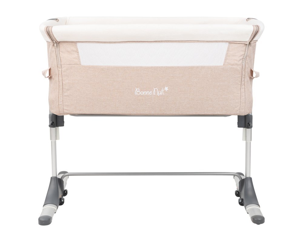 KikkaBoo Patut Co-Sleeper pentru bebelusi Bonne Nuit Beige Melange 2020 cu inaltime reglabila pozitie anti-reflux laterala culisanta accesorii incluse