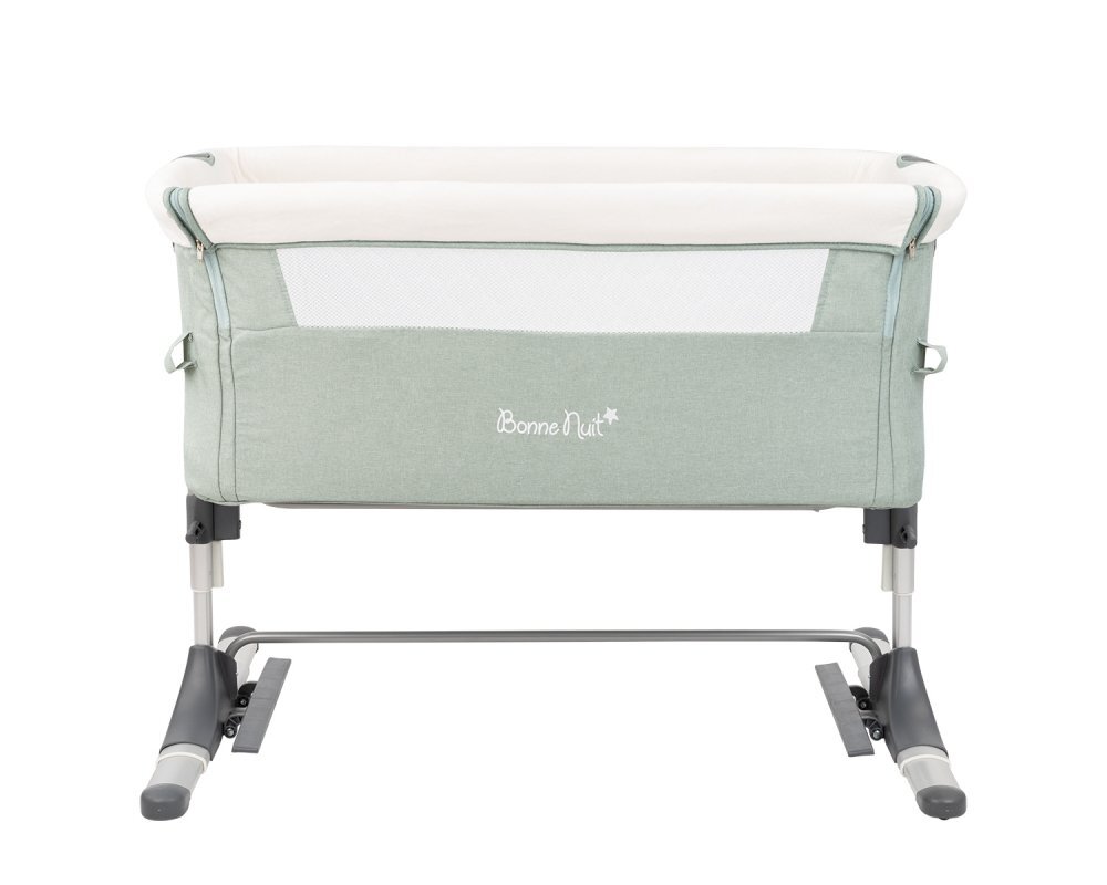 KikkaBoo Patut Co-Sleeper pentru bebelusi Bonne Nuit Mint Melange 2020 cu inaltime reglabila pozitie anti-reflux laterala culisanta accesorii incluse