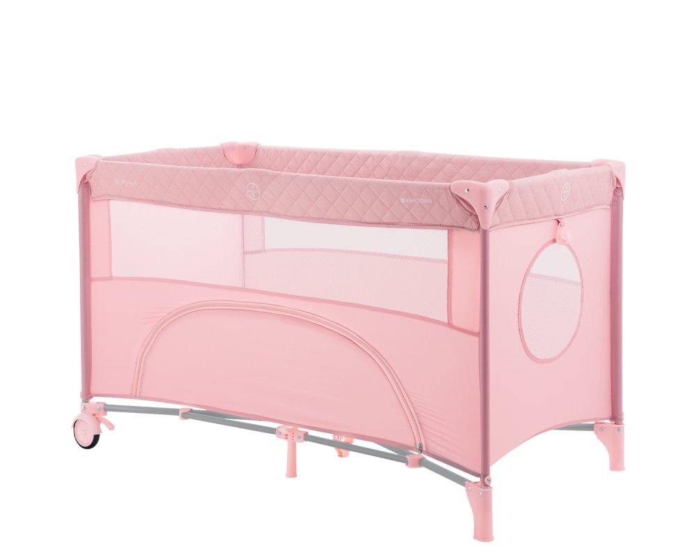 KikkaBoo Patut cu doua nivele Nighty Night Pink pliabil usita cu fermoar masuta de infasat carusel muzical roti cu frana