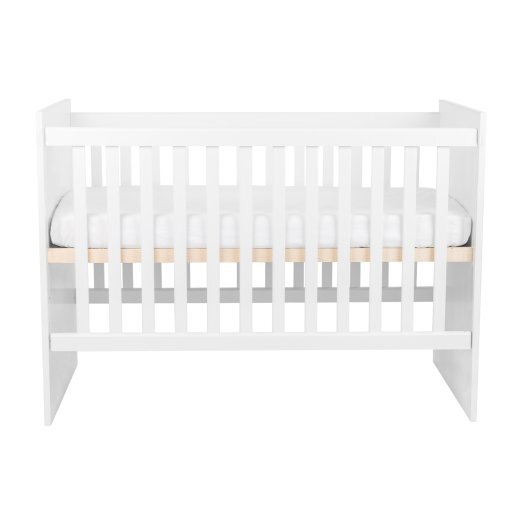 KikkaBoo Patut din lemn 124x67 cm Ayla White3 nivele de regalare a inaltimii suportului de salteaPAL laminat de 18 mm si profil MDFfabricat in conformitate cu EN 716design stabil si modern